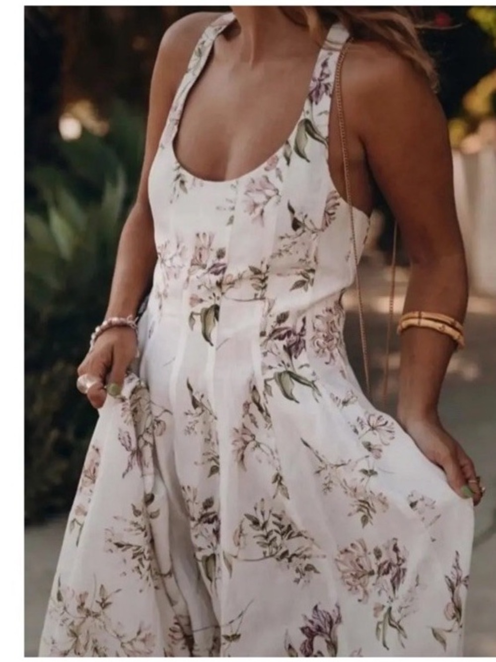 🌸✨ H&M x Brock Collection Floral Criss Cross Back Midi Dress Cream Size S NWT - Picture 9 of 16
